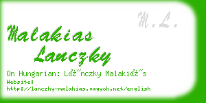 malakias lanczky business card